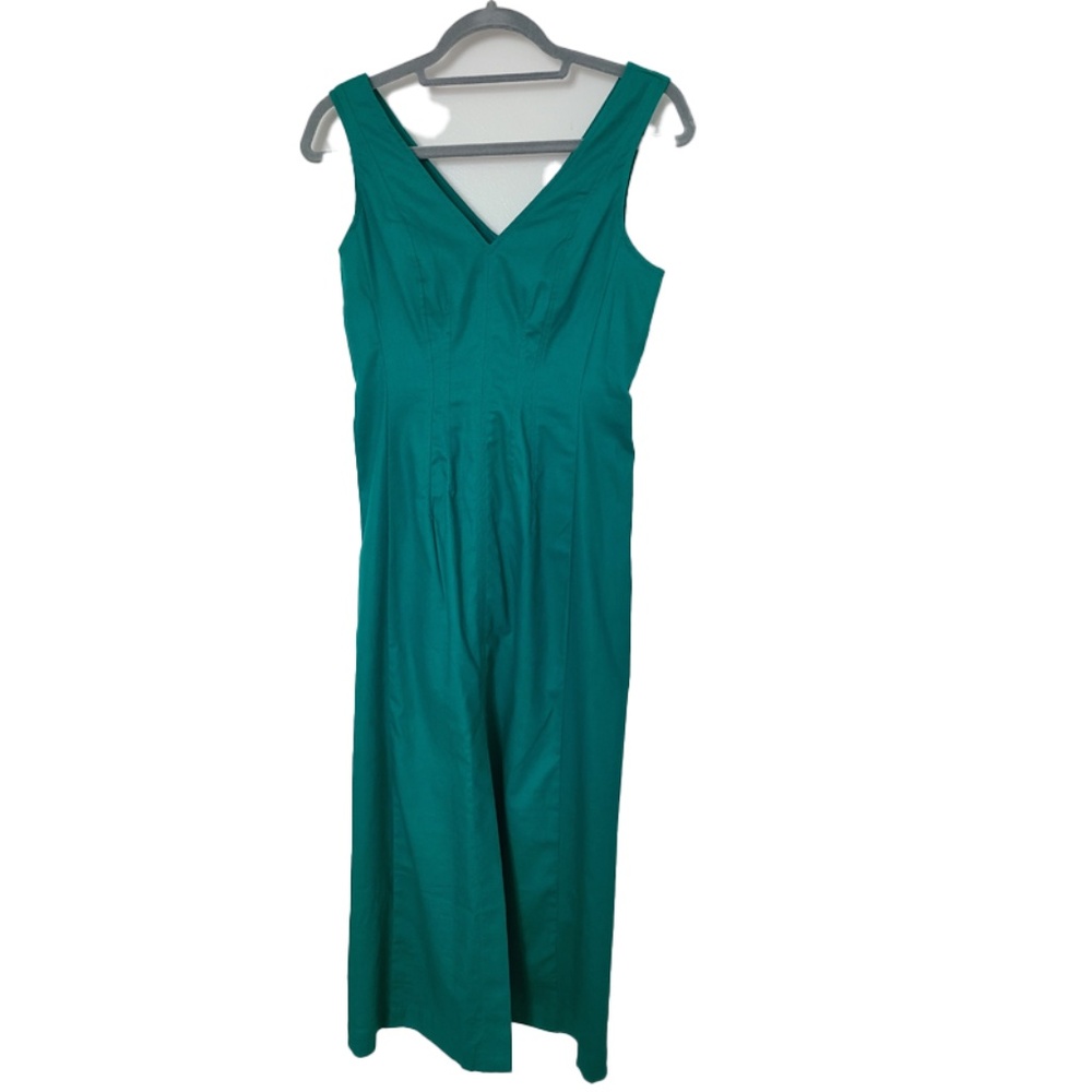 Green Linen-Blend Seam Bodice Maxi Dress Size 0 Petite (New)